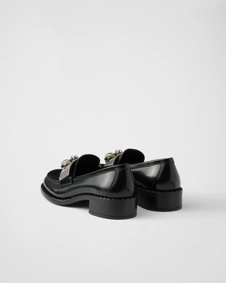Brushed leather loafers with metal details - Image 5