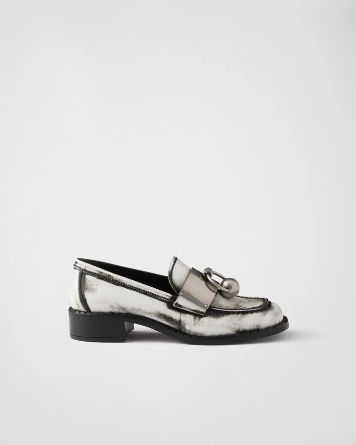 Brushed leather loafers with metal details - Image 2