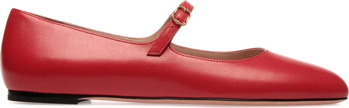 Brushed Leather Mary-Jane Shoes