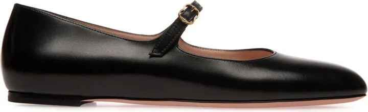 Brushed Leather Mary-Jane Shoes