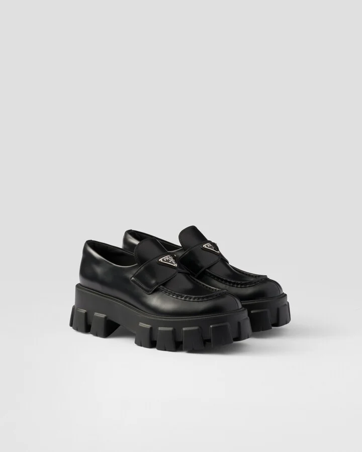 Brushed leather Monolith loafers