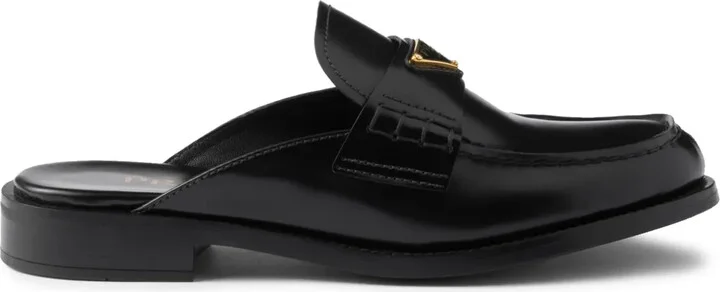 Brushed Leather Mules