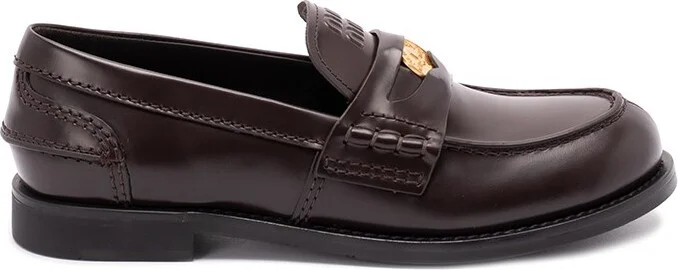 Brushed Leather `Penny` Loafers