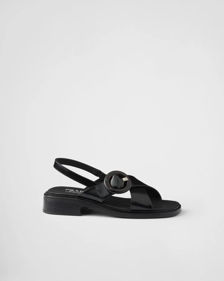 Brushed leather sandals with buckle - Image 2