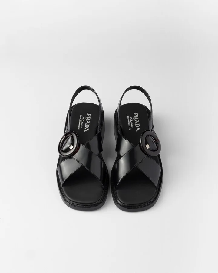Brushed leather sandals with buckle - Image 3
