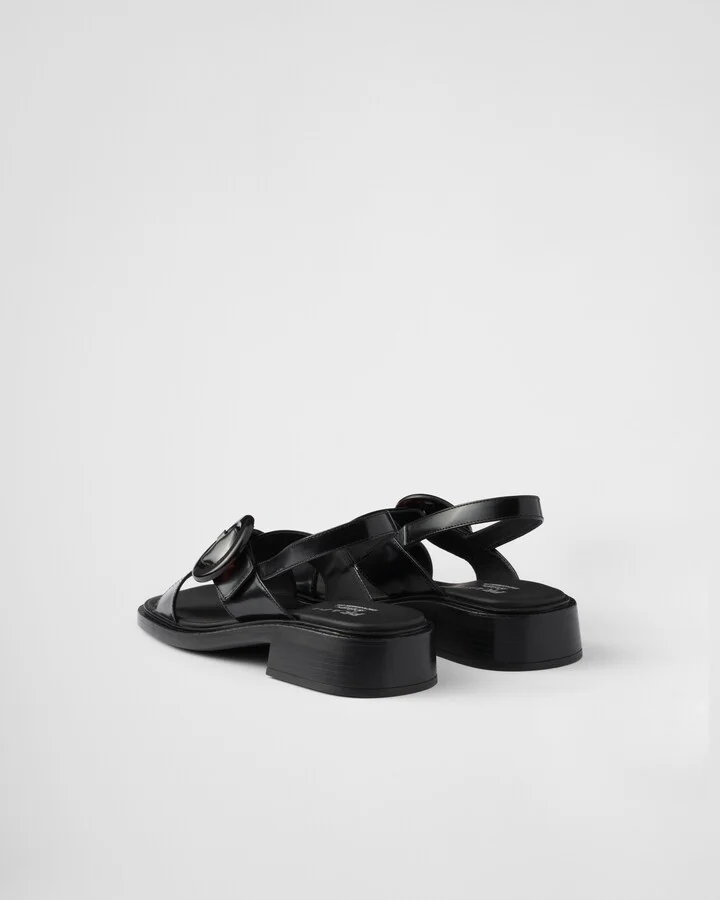 Brushed leather sandals with buckle - Image 4