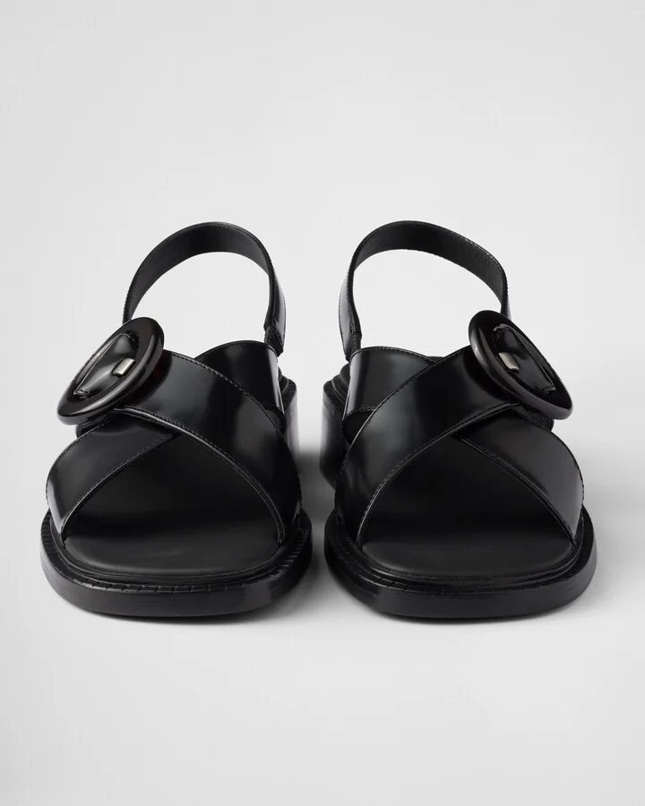 Brushed leather sandals with buckle - Image 5