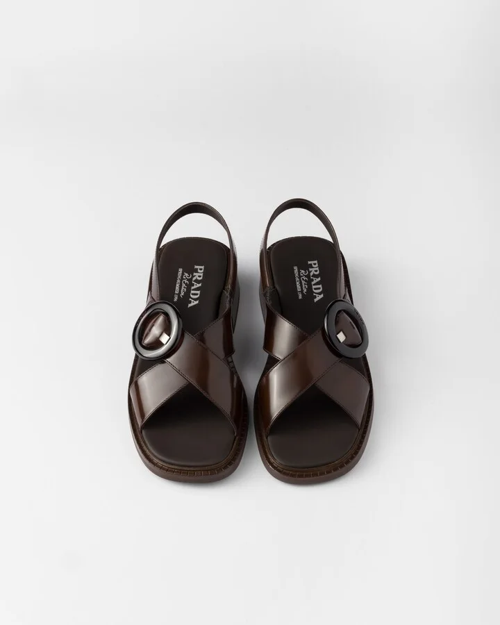 Brushed leather sandals with buckle - Image 4