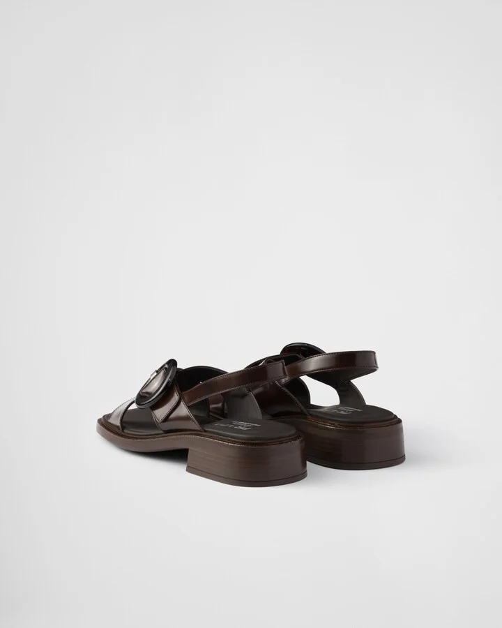 Brushed leather sandals with buckle - Image 5