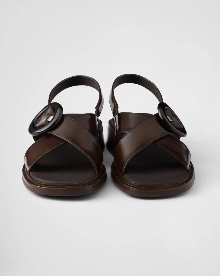 Brushed leather sandals with buckle - Image 6