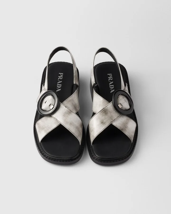 Brushed leather sandals with buckle - Image 4