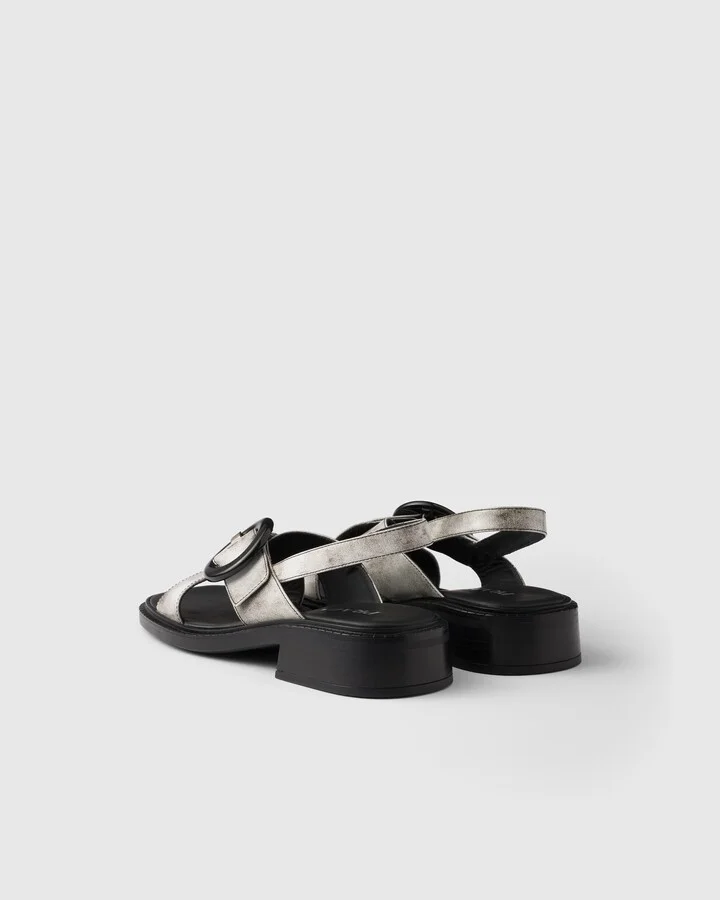 Brushed leather sandals with buckle - Image 5