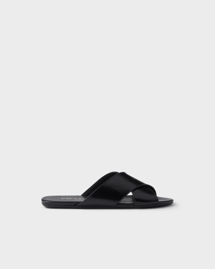 Brushed leather slides - Image 2