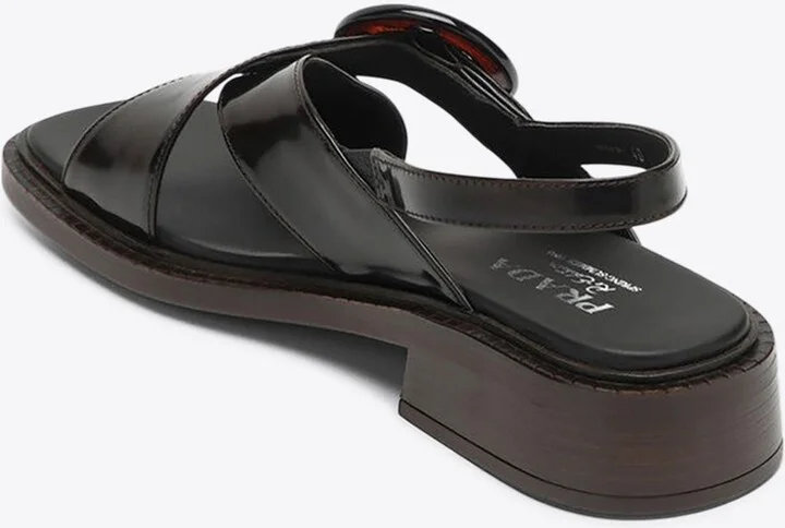 Brushed Leather Slingback Flat Sandals - Image 2