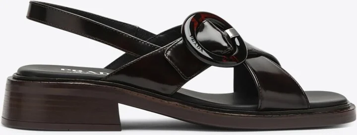 Brushed Leather Slingback Flat Sandals