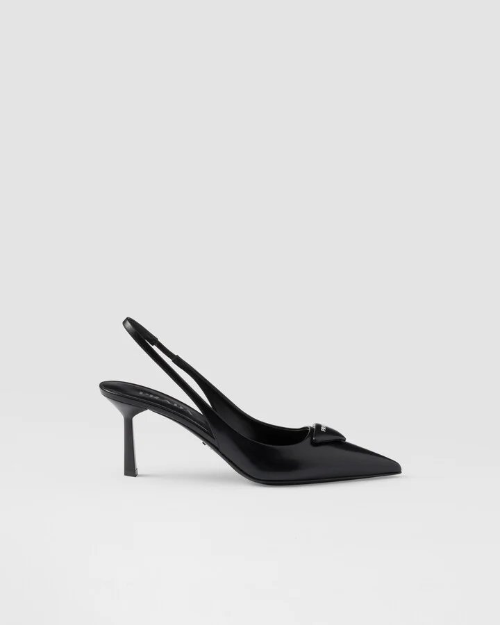 Brushed leather slingback pumps - Image 2