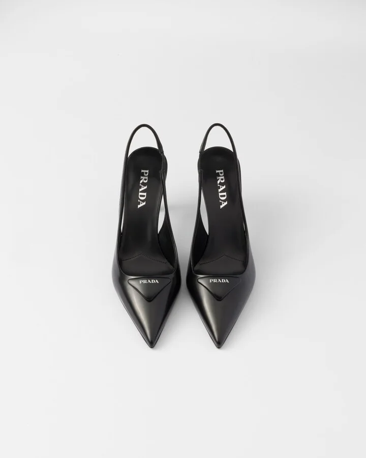 Brushed leather slingback pumps - Image 4