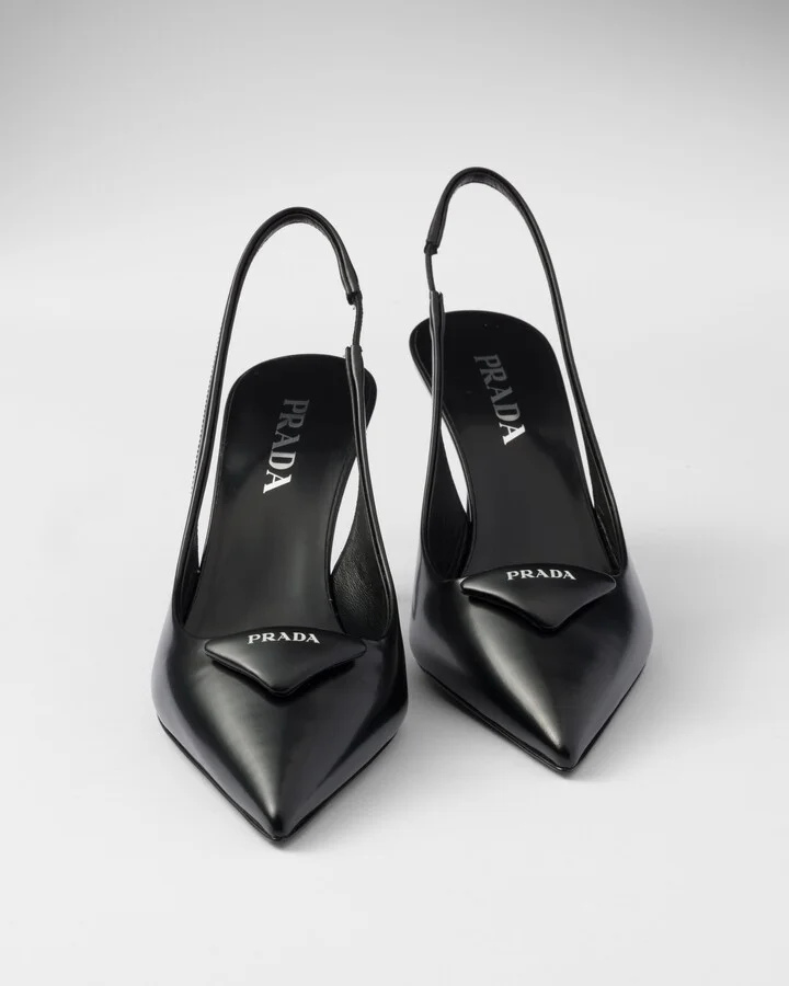 Brushed leather slingback pumps - Image 6