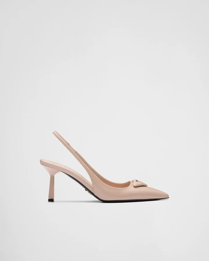 Brushed leather slingback pumps - Image 2