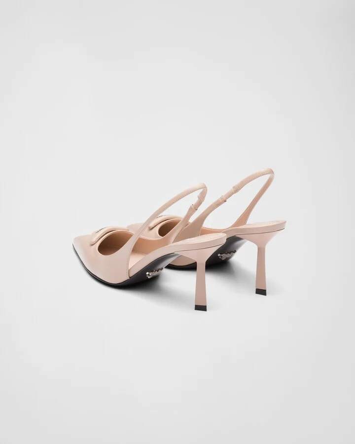 Brushed leather slingback pumps - Image 5