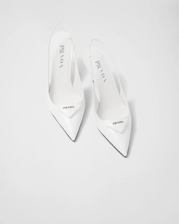 Brushed leather slingback pumps - Image 3