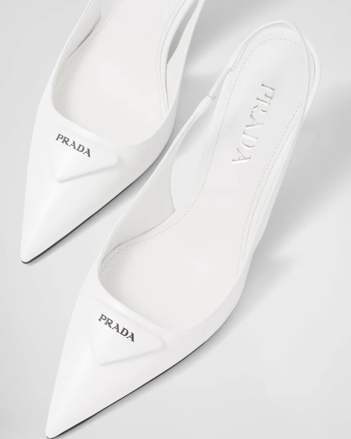 Brushed leather slingback pumps - Image 5
