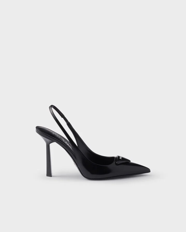 Brushed leather slingback pumps - Image 2