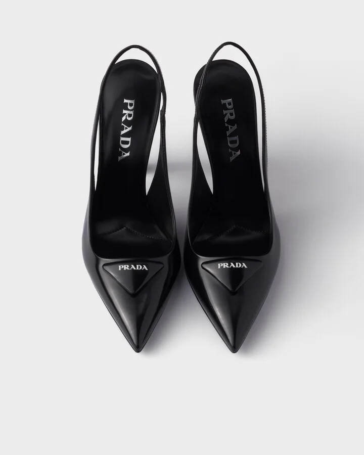 Brushed leather slingback pumps - Image 3