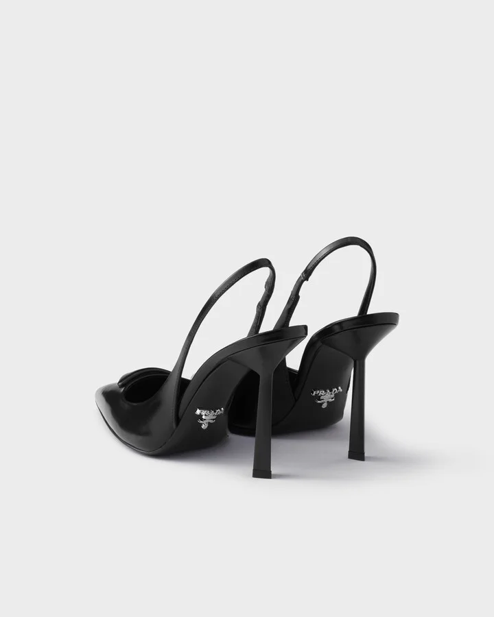 Brushed leather slingback pumps - Image 4