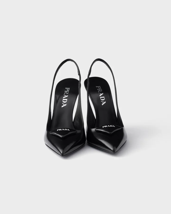 Brushed leather slingback pumps - Image 5