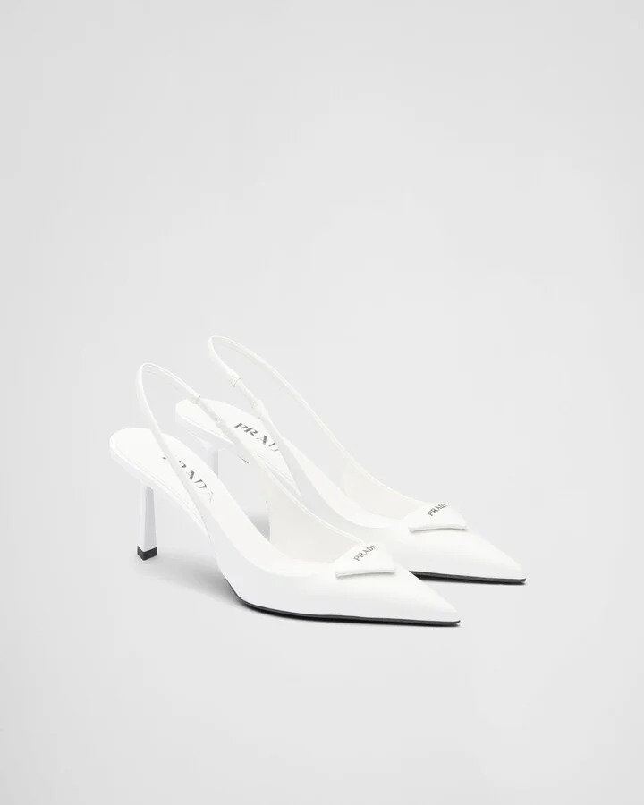 Brushed leather slingback pumps