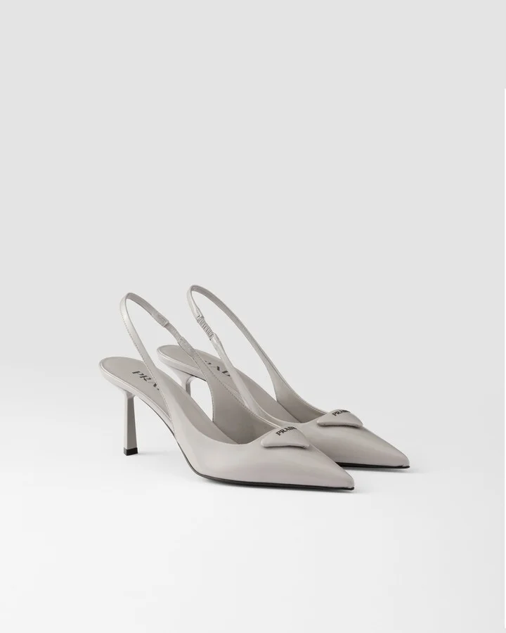 Brushed leather slingback pumps