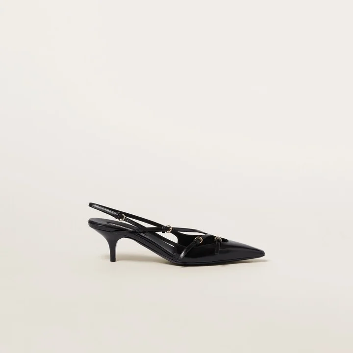 Brushed leather slingbacks with buckles - Image 2