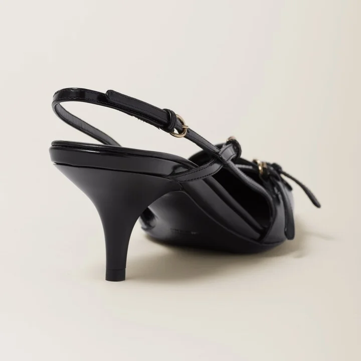 Brushed leather slingbacks with buckles - Image 3