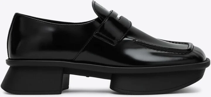 Brushed Leather Squared-Toe Loafers