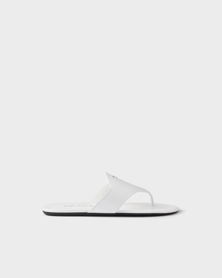 Brushed leather thong sandals - Image 2