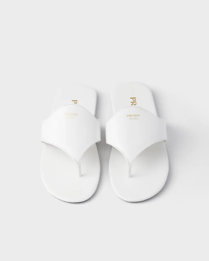 Brushed leather thong sandals - Image 3