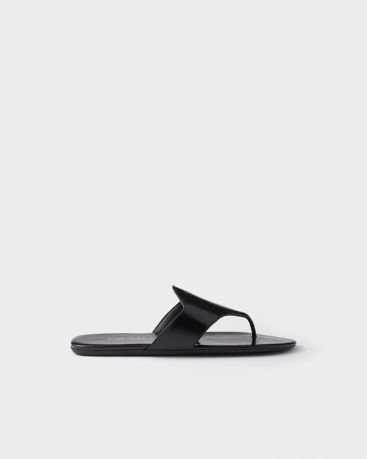 Brushed leather thong sandals - Image 2