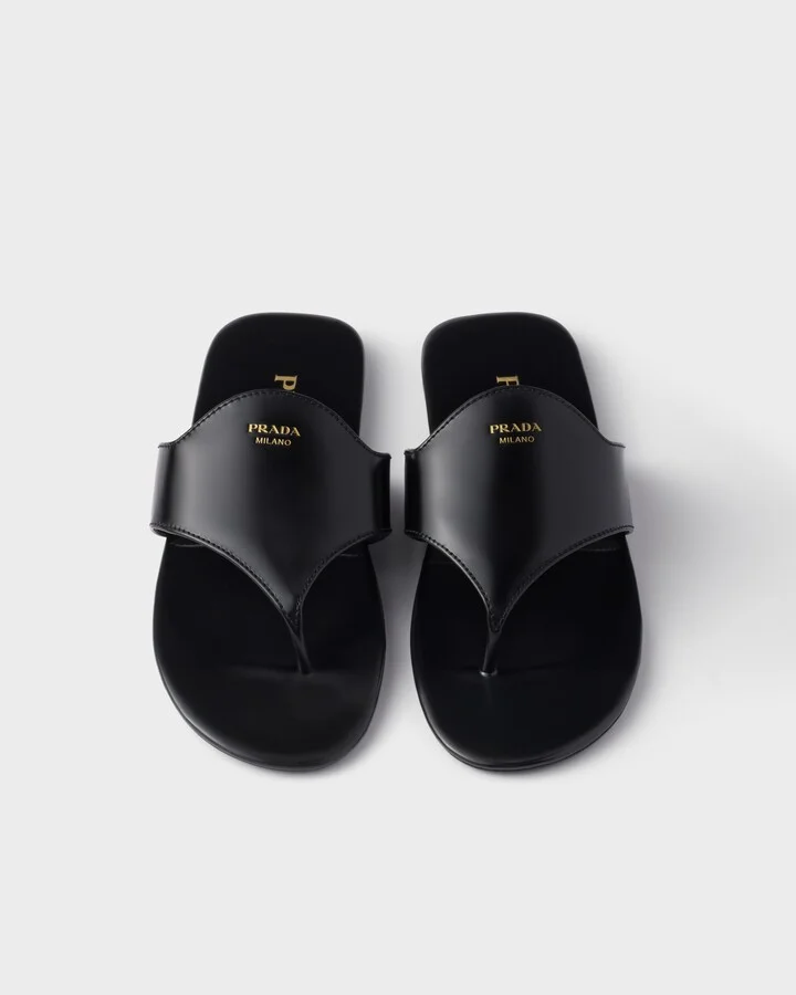 Brushed leather thong sandals - Image 3