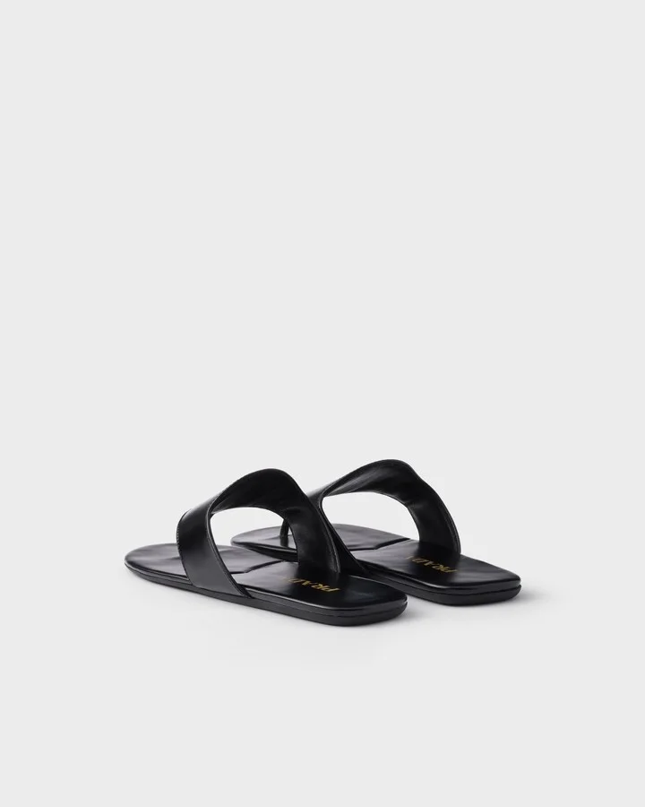 Brushed leather thong sandals - Image 4