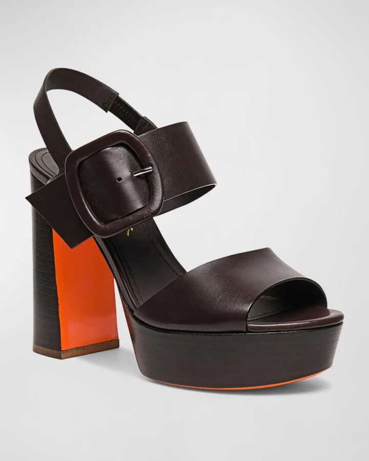 Bruxel Leather Buckle Platform Sandals - Image 4