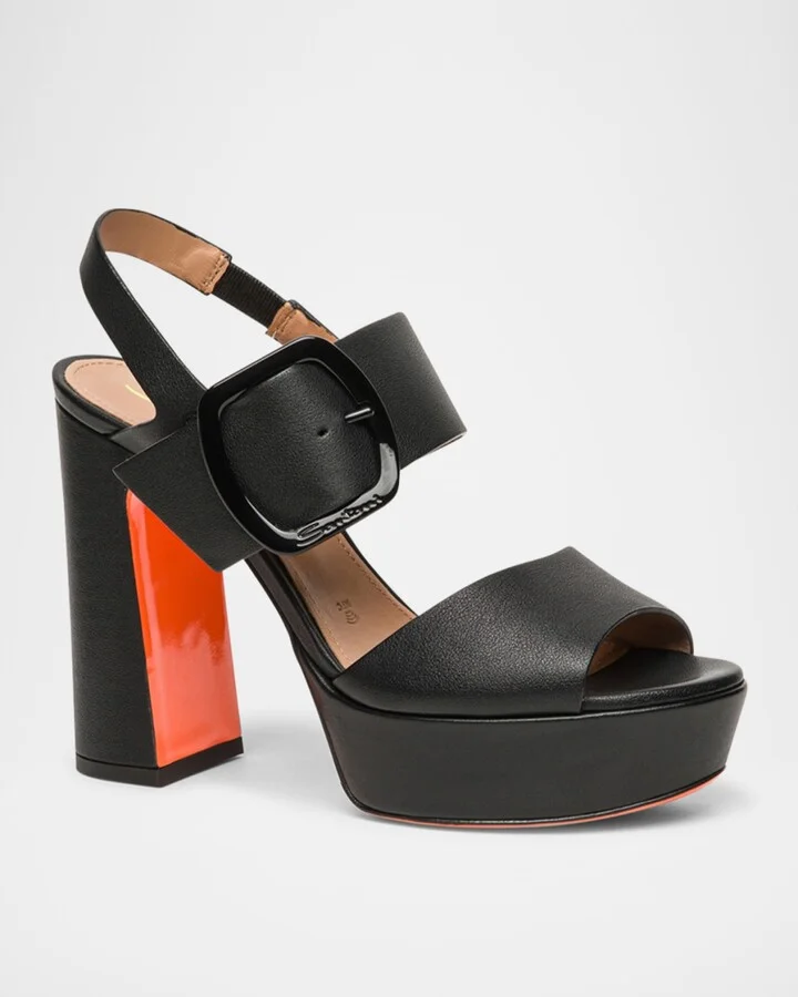 Bruxel Leather Buckle Platform Sandals - Image 4