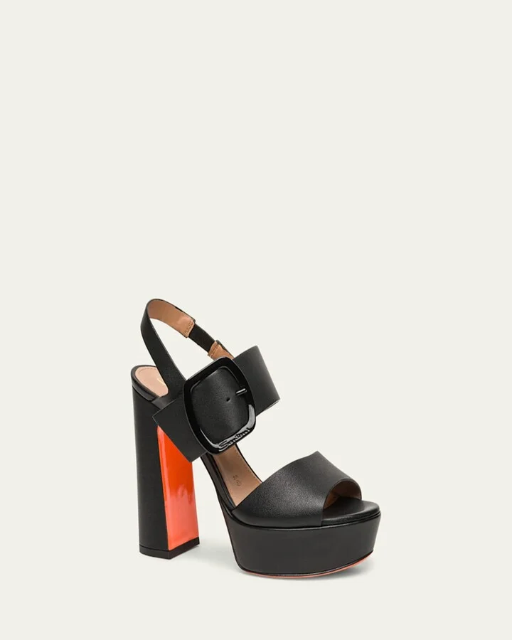 Bruxel Leather Buckle Platform Sandals - Image 5
