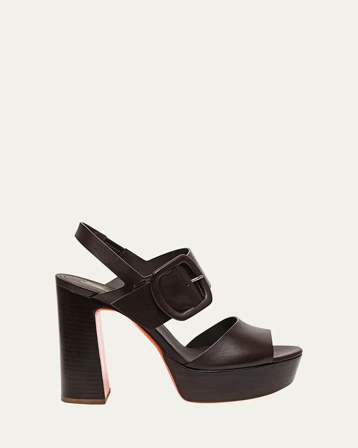 Bruxel Leather Buckle Platform Sandals