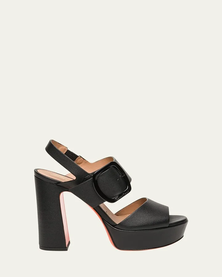 Bruxel Leather Buckle Platform Sandals