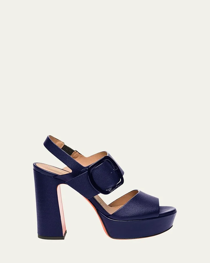 Bruxel Leather Buckle Platform Sandals