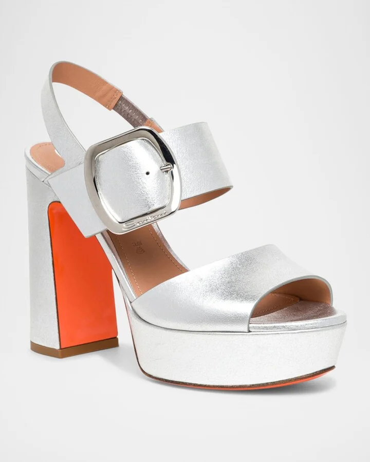 Bruxel Metallic Buckle Platform Sandals - Image 2
