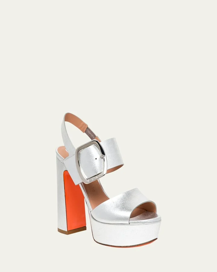 Bruxel Metallic Buckle Platform Sandals - Image 5