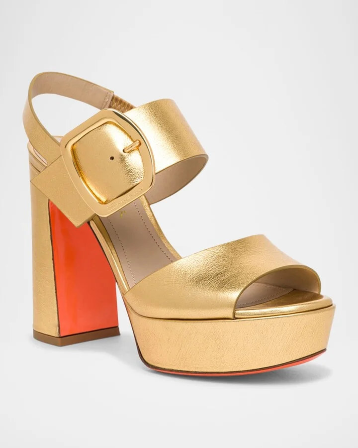 Bruxel Metallic Buckle Platform Sandals - Image 2