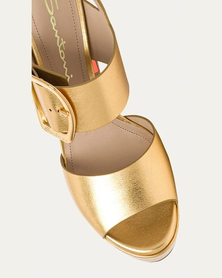 Bruxel Metallic Buckle Platform Sandals - Image 3